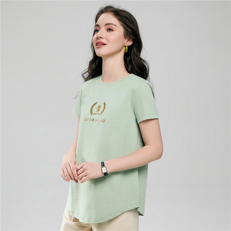 Women's Cotton Jersey Signature Print Tee - Giordano Online