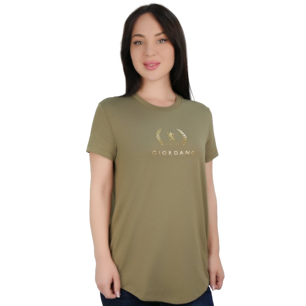 Women's Cotton Jersey Signature Print Tee - Giordano Online