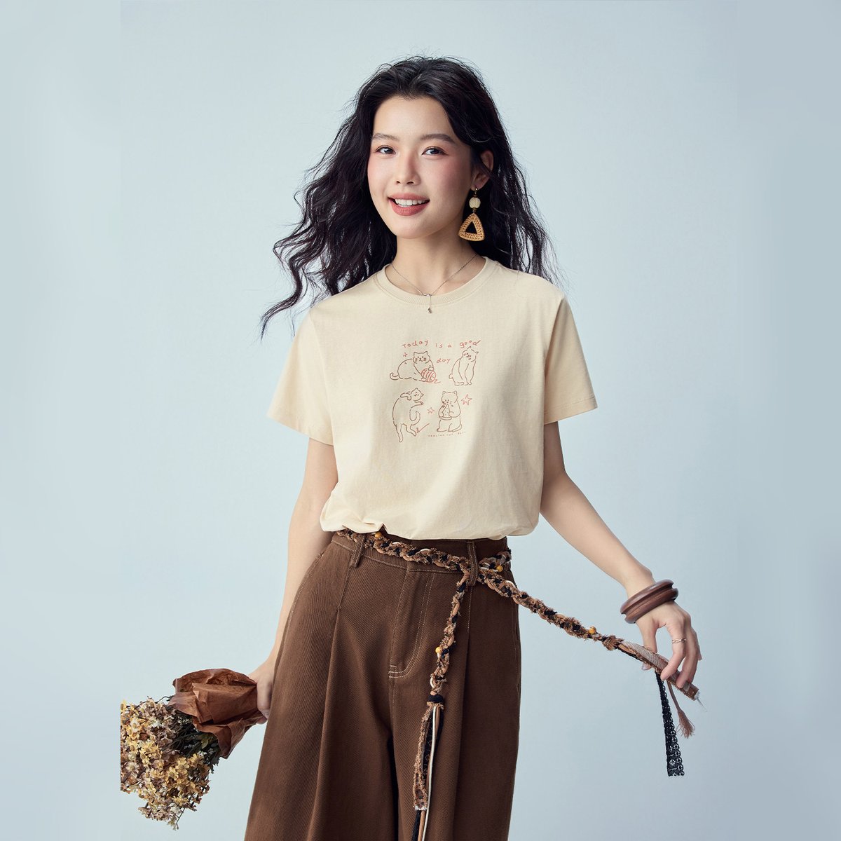 Women’s Crew‑Neck Short‑Sleeve Regular Fit Printed Tee - Giordano Online