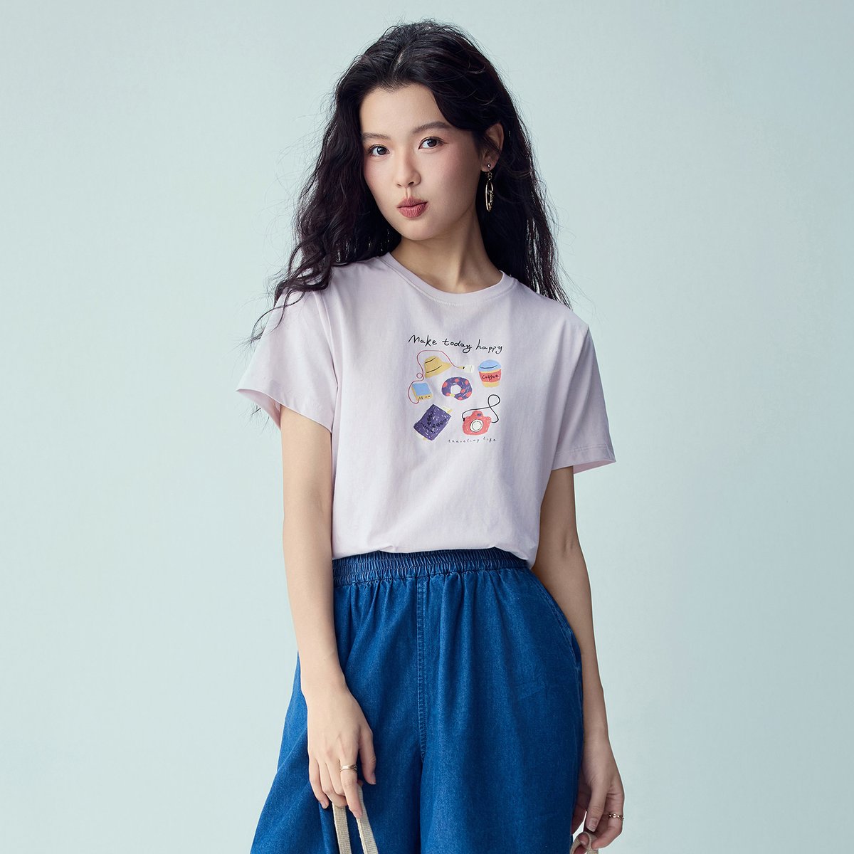 Women’s Crew‑Neck Short‑Sleeve Regular Fit Printed Tee - Giordano Online
