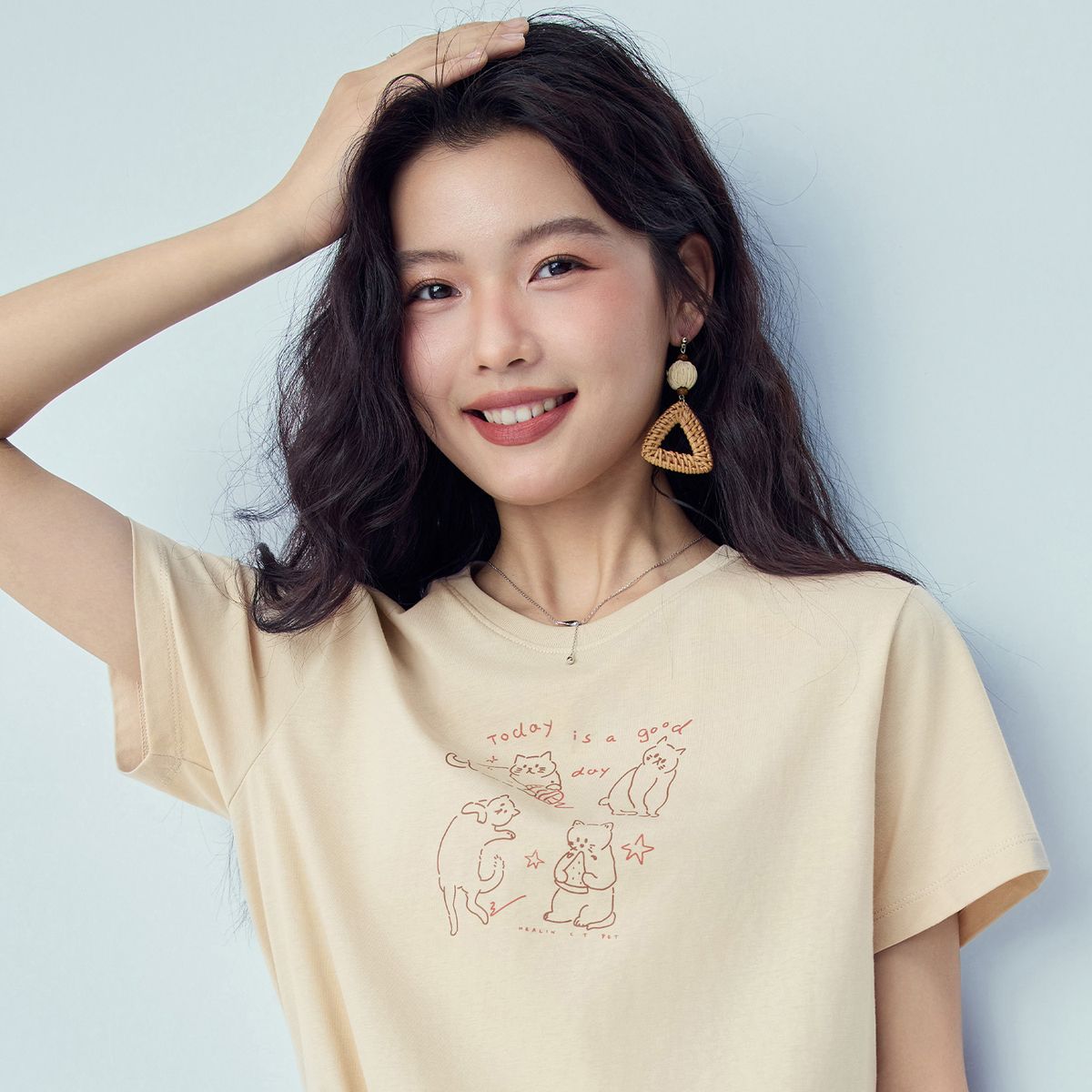 Women’s Crew‑Neck Short‑Sleeve Regular Fit Printed Tee - Giordano Online