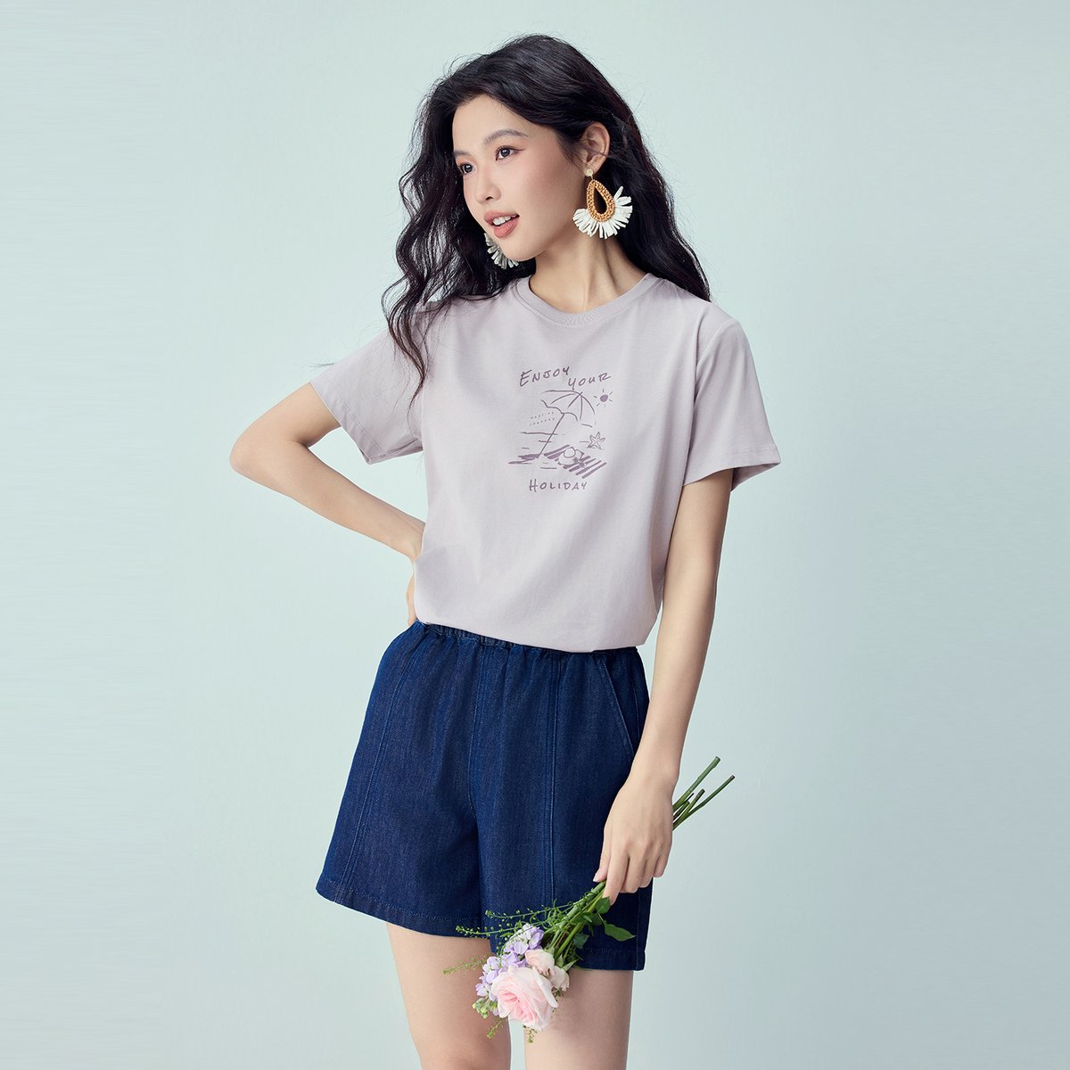 Women’s Crew‑Neck Short‑Sleeve Regular Fit Printed Tee - Giordano Online
