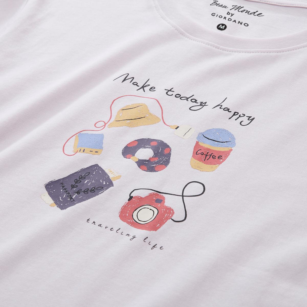 Women’s Crew‑Neck Short‑Sleeve Regular Fit Printed Tee - Giordano Online