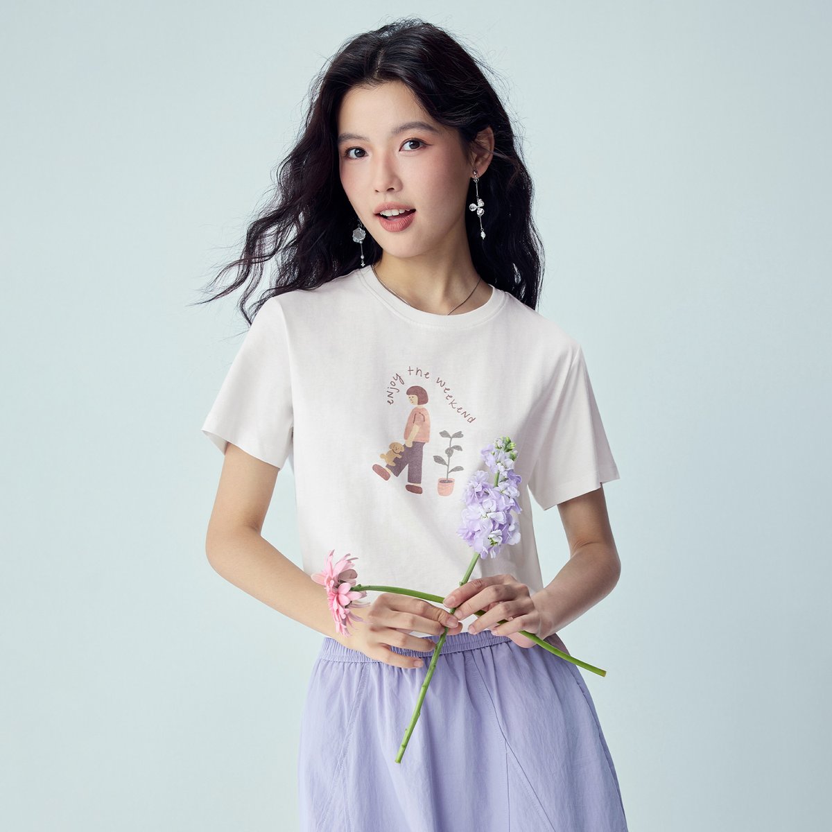 Women’s Crew‑Neck Short‑Sleeve Regular Fit Printed Tee - Giordano Online
