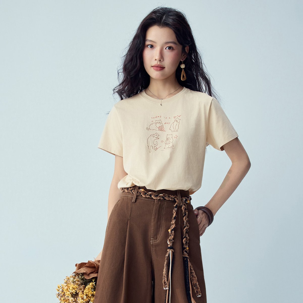 Women’s Crew‑Neck Short‑Sleeve Regular Fit Printed Tee - Giordano Online