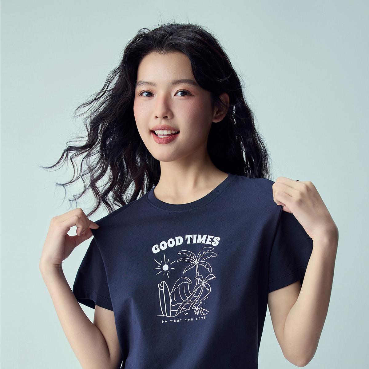 Women’s Crew‑Neck Short‑Sleeve Regular Fit Printed Tee - Giordano Online