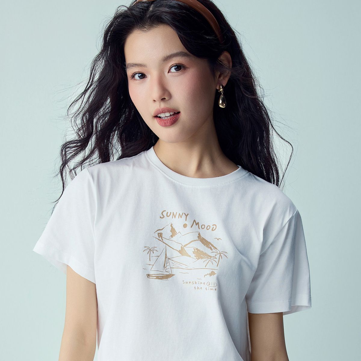 Women’s Crew‑Neck Short‑Sleeve Regular Fit Printed Tee - Giordano Online