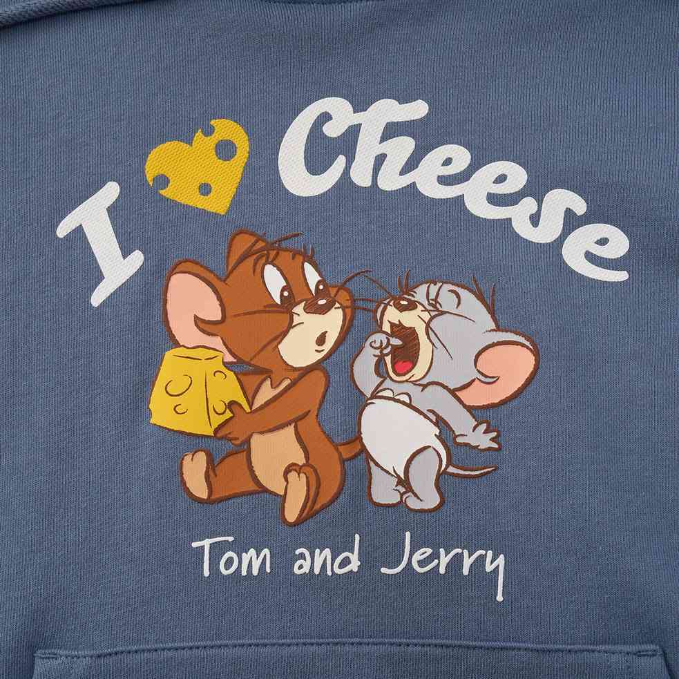 Women’s French Terry Long Sleeve Crew Neck Hoodie – Tom & Jerry - Blue - Giordano