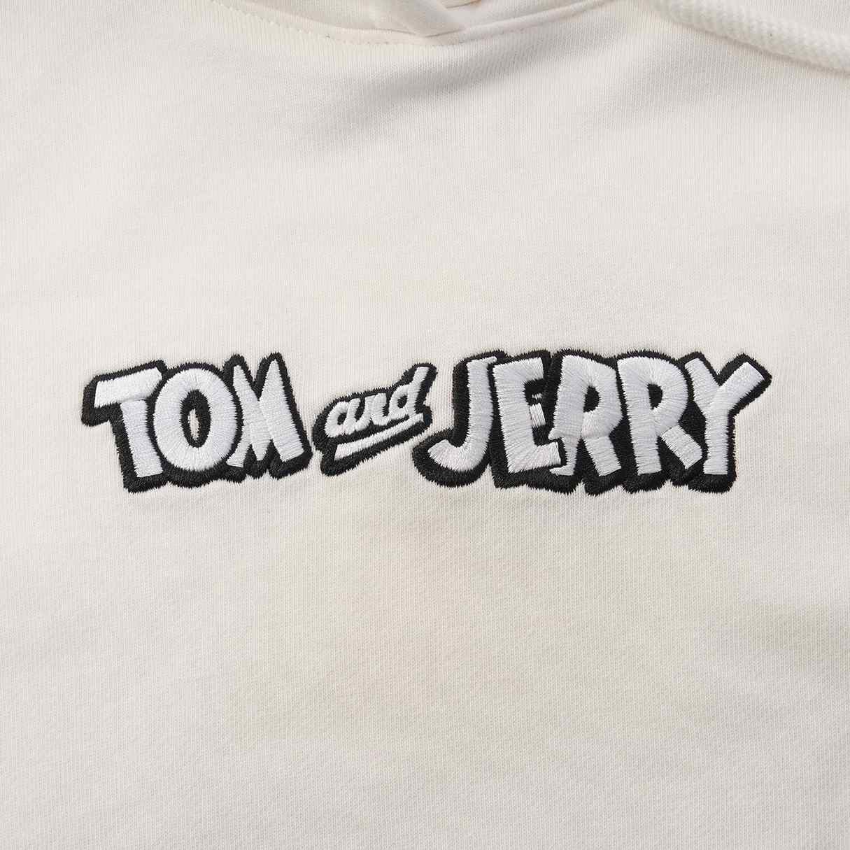 Women’s French Terry Long Sleeve Crew Neck Hoodie – Tom & Jerry - White - Giordano