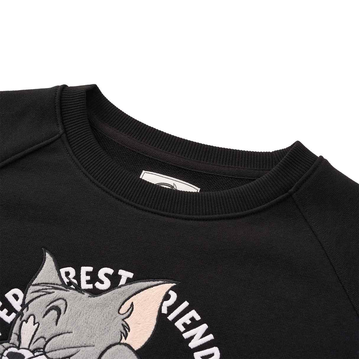 Women’s French Terry Long Sleeve Crew Neck Sweatshirt – Tom & Jerry - Black - Giordano