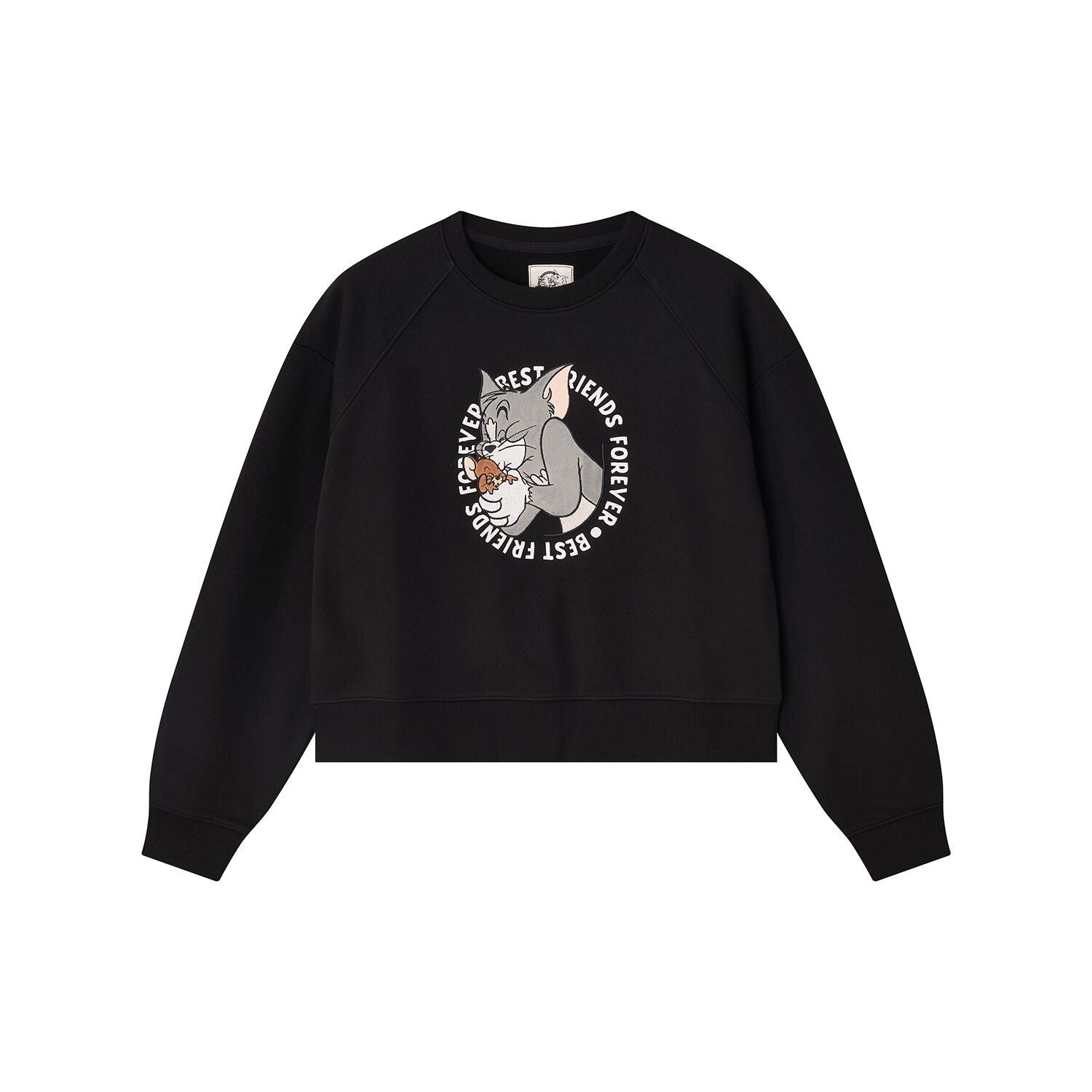 Women’s French Terry Long Sleeve Crew Neck Sweatshirt – Tom & Jerry - Black - Giordano