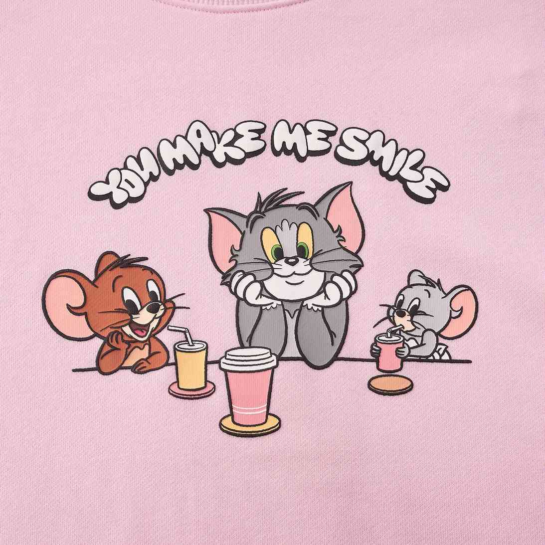 Women’s French Terry Long Sleeve Crew Neck Sweatshirt – Tom & Jerry - Pink - Giordano
