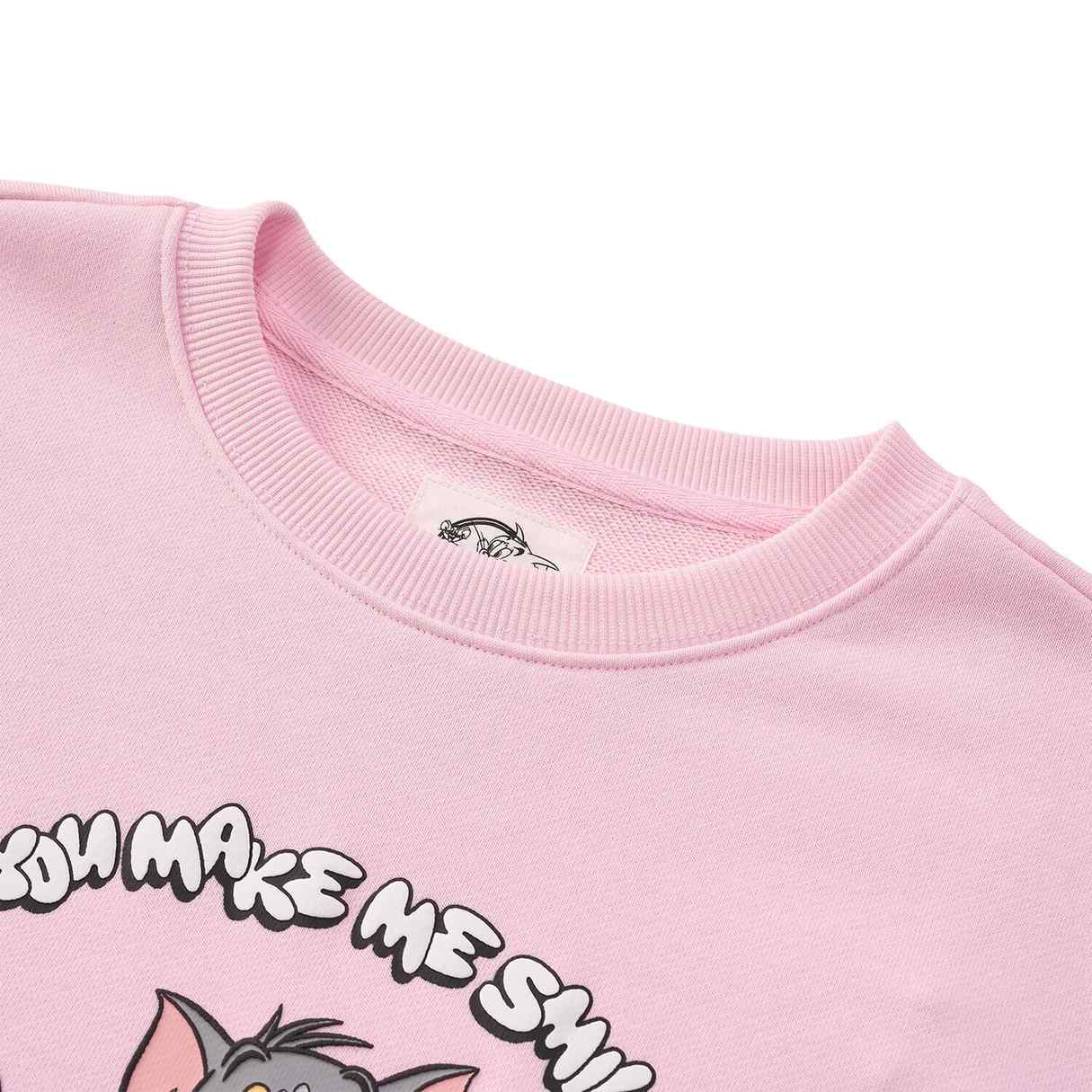 Women’s French Terry Long Sleeve Crew Neck Sweatshirt – Tom & Jerry - Pink - Giordano