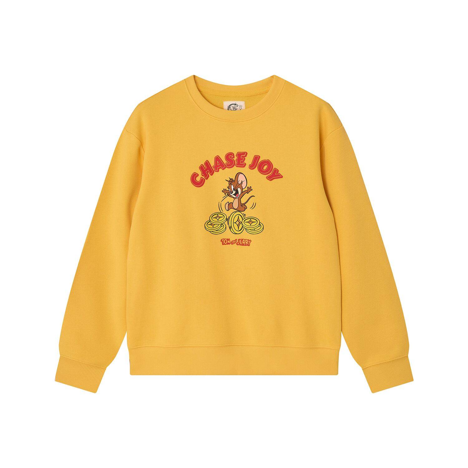 Women’s French Terry Long Sleeve Crew Neck Sweatshirt – Tom & Jerry - Yellow - Giordano