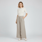 Women's High waist Wide leg Pants - Giordano Online
