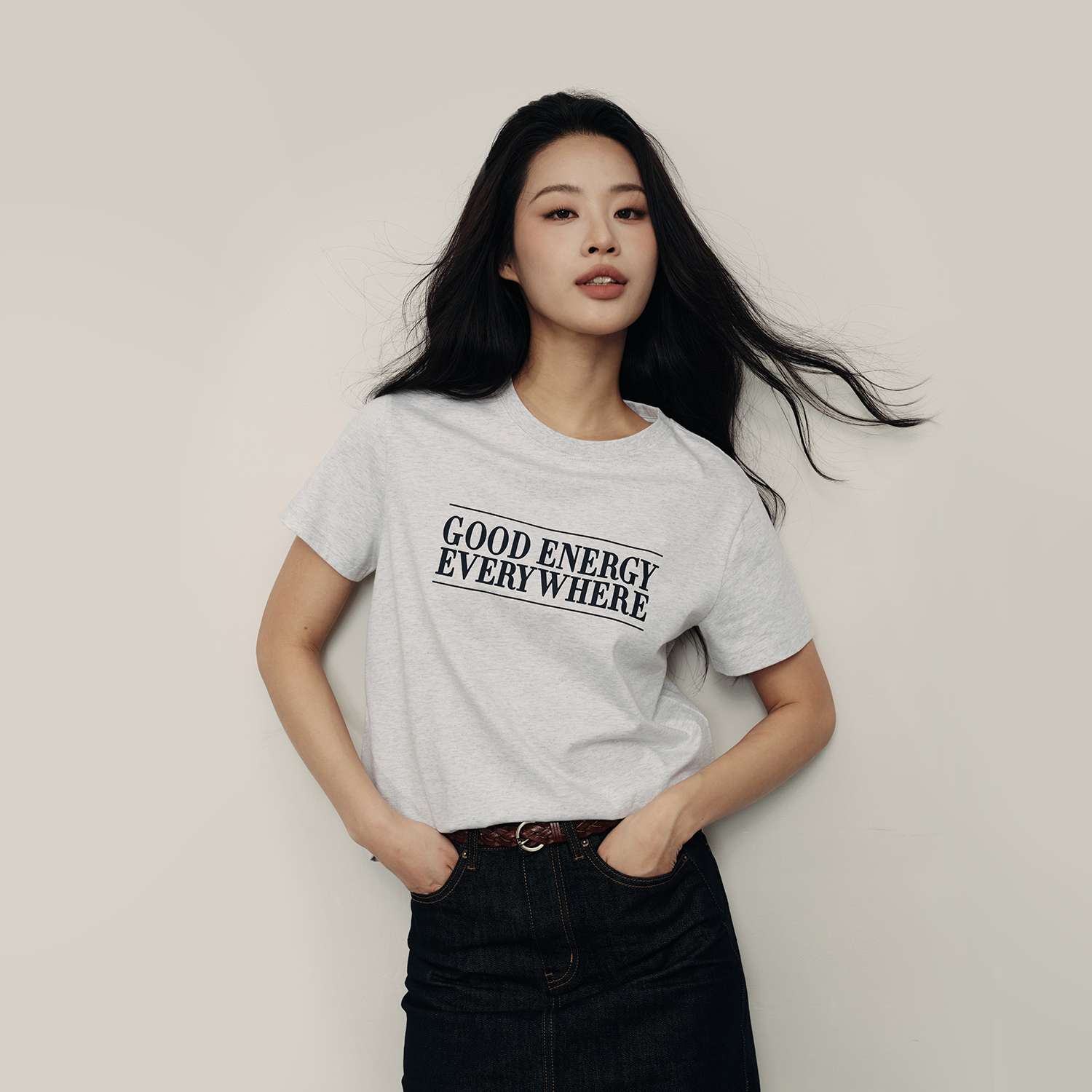 Women's Loose Fit Graphic Print Tee | Korea Collection - Grey - Giordano