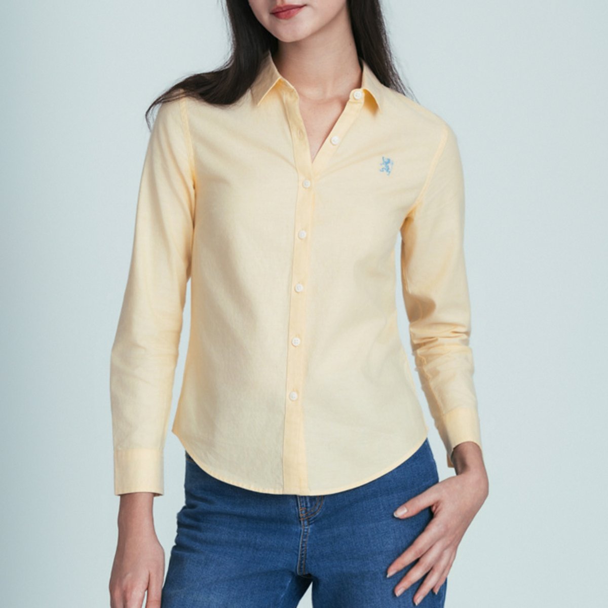Women's Oxford Long Sleeve Embroidery Shirt - Giordano Online
