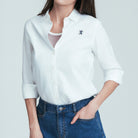 Women's Oxford Long Sleeve Embroidery Shirt - Giordano Online