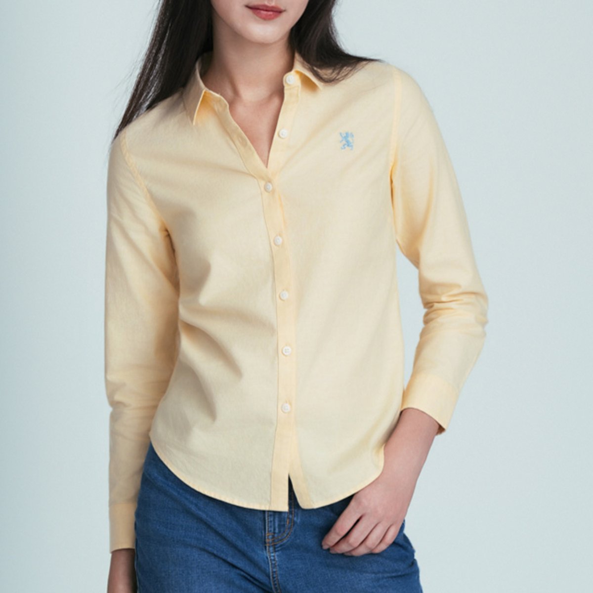 Women's Oxford Long Sleeve Embroidery Shirt - Giordano Online