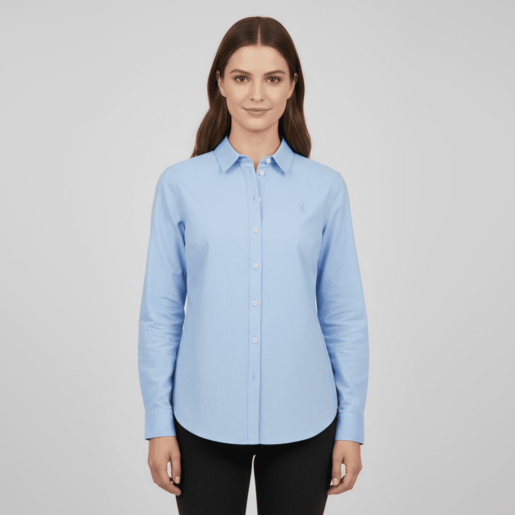 Women's Oxford Long Sleeve Embroidery Shirt - Giordano Online