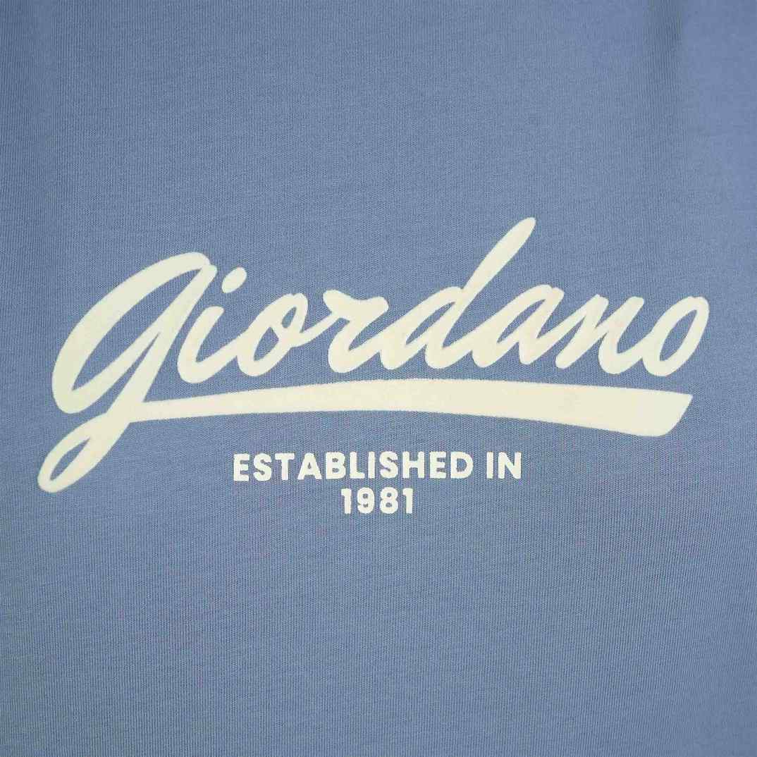 Women's Signature Print Tee | Comfort Fit Crew Neck - Blue - Giordano