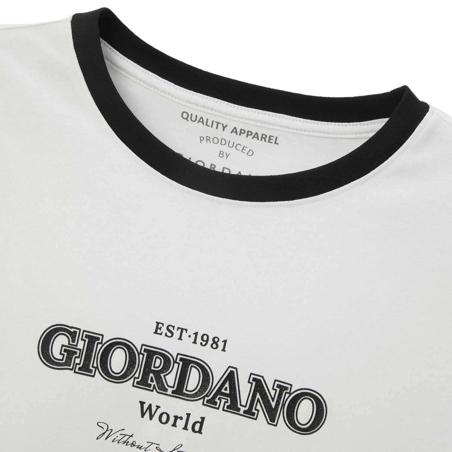 Women's Signature Print Tee | Comfort Fit Crew Neck - Signature Black - Giordano