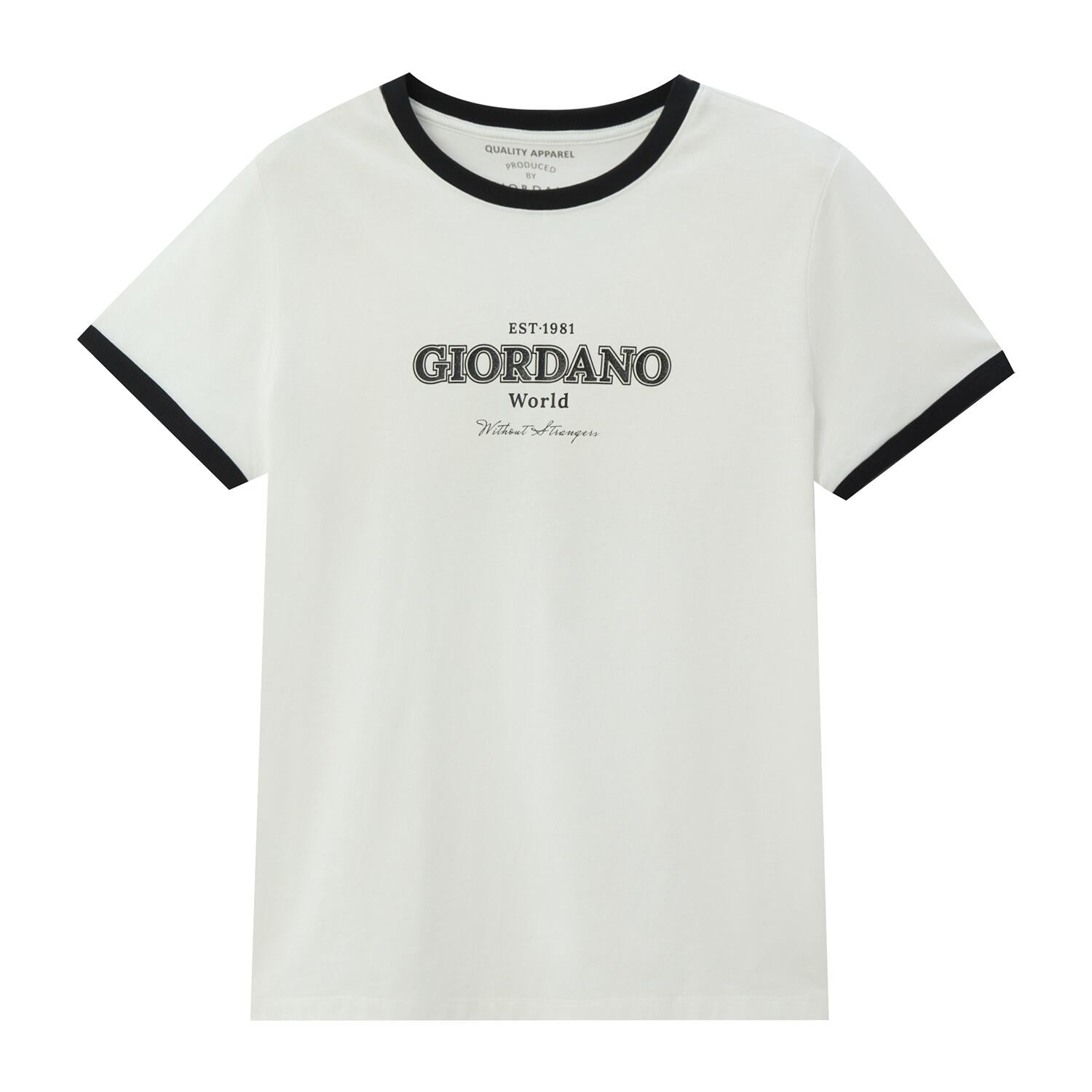 Women's Signature Print Tee | Comfort Fit Crew Neck - Signature Black - Giordano