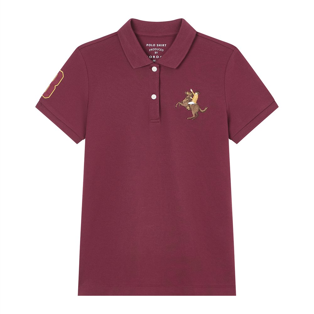 Women’s Slim Fit Embroidered Napoleon Polo - Red - Giordano Online