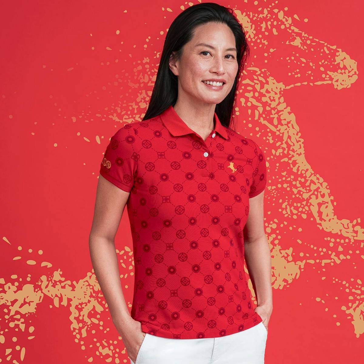 Women’s Slim Fit Patterned Cotton Polo - Red - Giordano Online