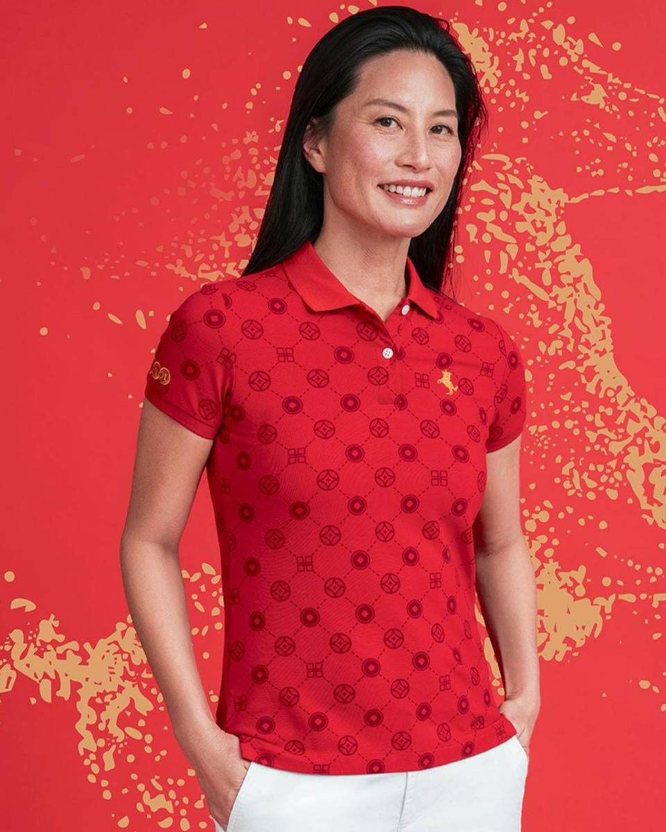 Quick buy Women’s Slim Fit Patterned Cotton Polo - Red