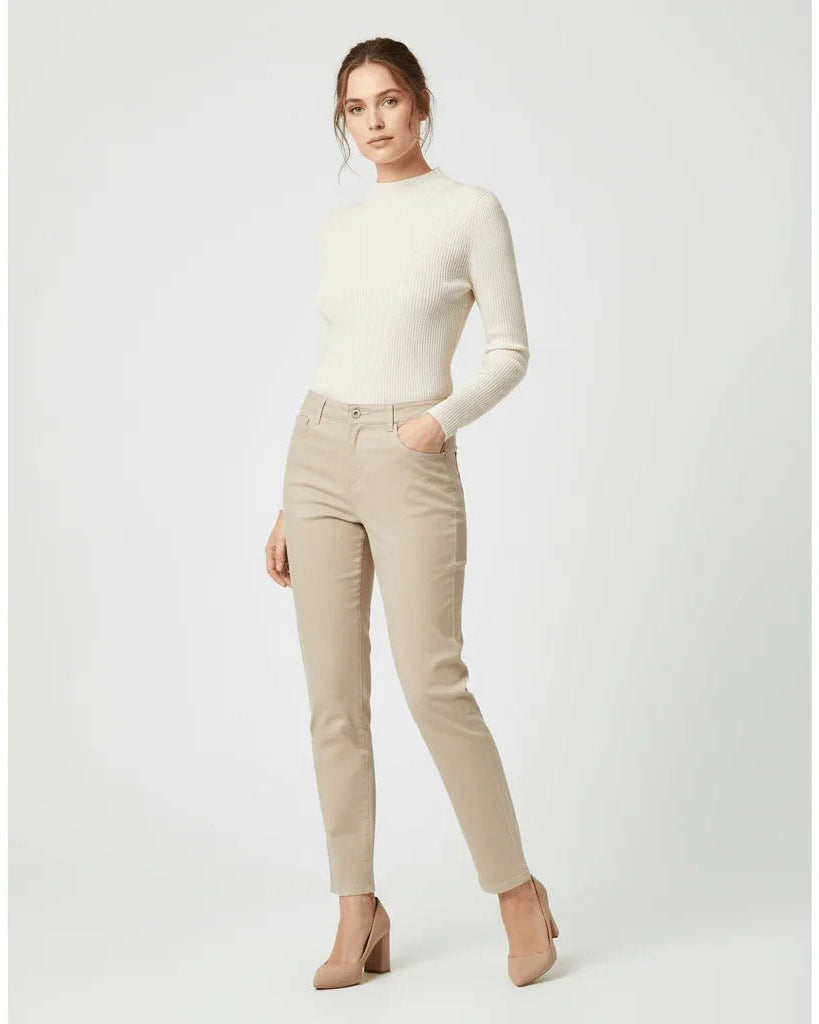Quick buy Women's Slim Taper Mid Rise Stretch Khaki Pant