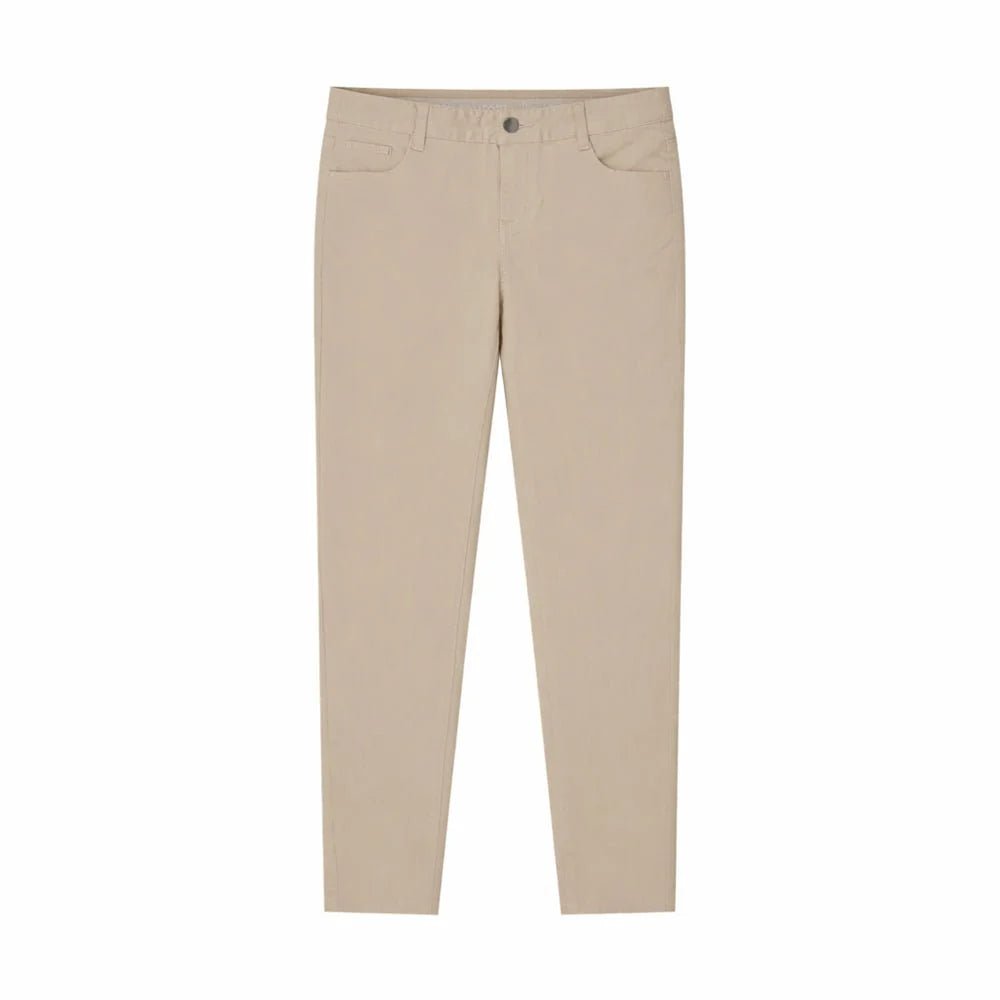 Women's Slim Taper Mid Rise Stretch Khaki Pants - Yellow - Giordano